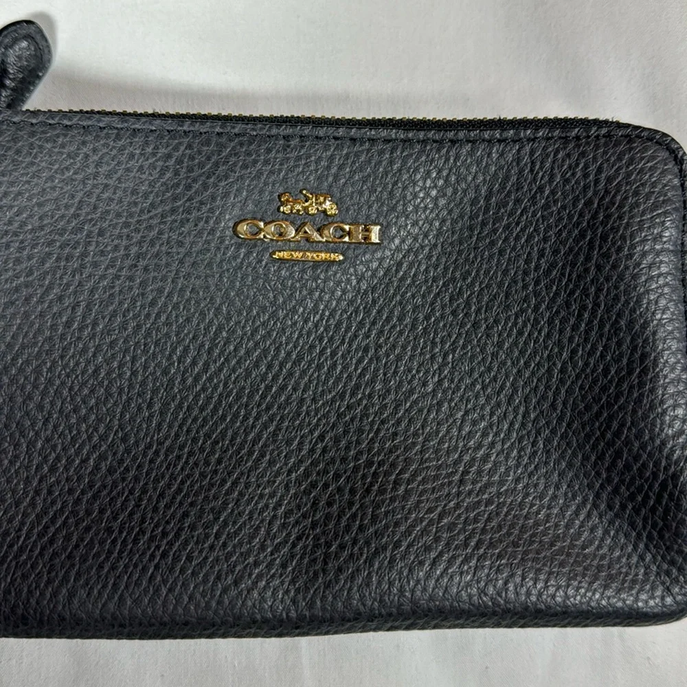 Coach Black Leather Wristlet Clutch